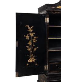 A Chinese Export Lacquer-Decorated Bureau Cabinet