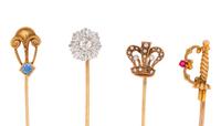 COLLECTION OF ANTIQUE YELLOW GOLD STICKPINS