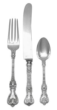 An American Silver Flatware Service, Whiting Mfg. Co., New York, NY, King Edward pattern, comprising: 12 dinner forks 12 luncheon forks
