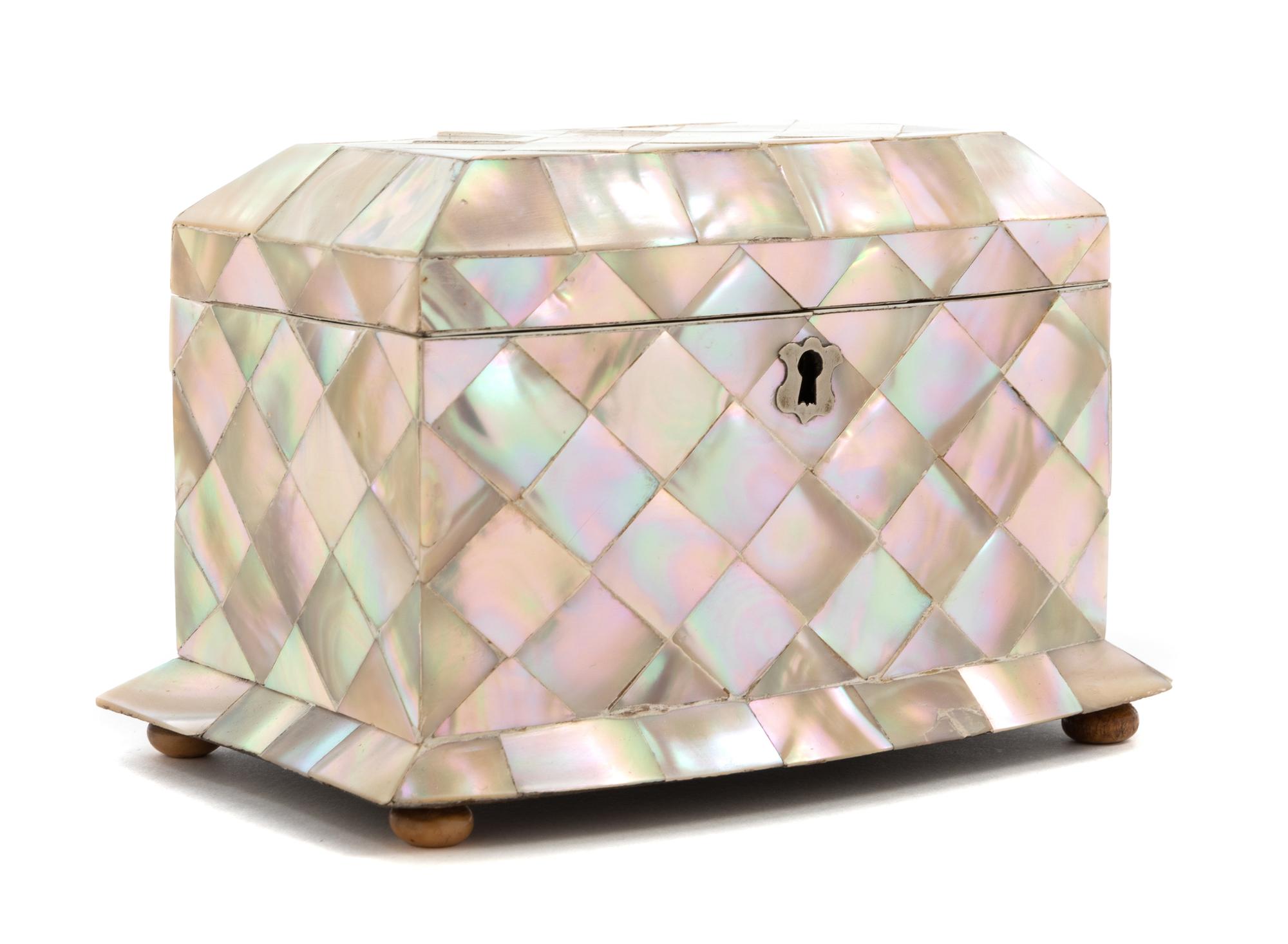An Abalone Tea Caddy Height 4 3/4 x width 7 x depth 4 1/2 inches. — 19TH CENTURY