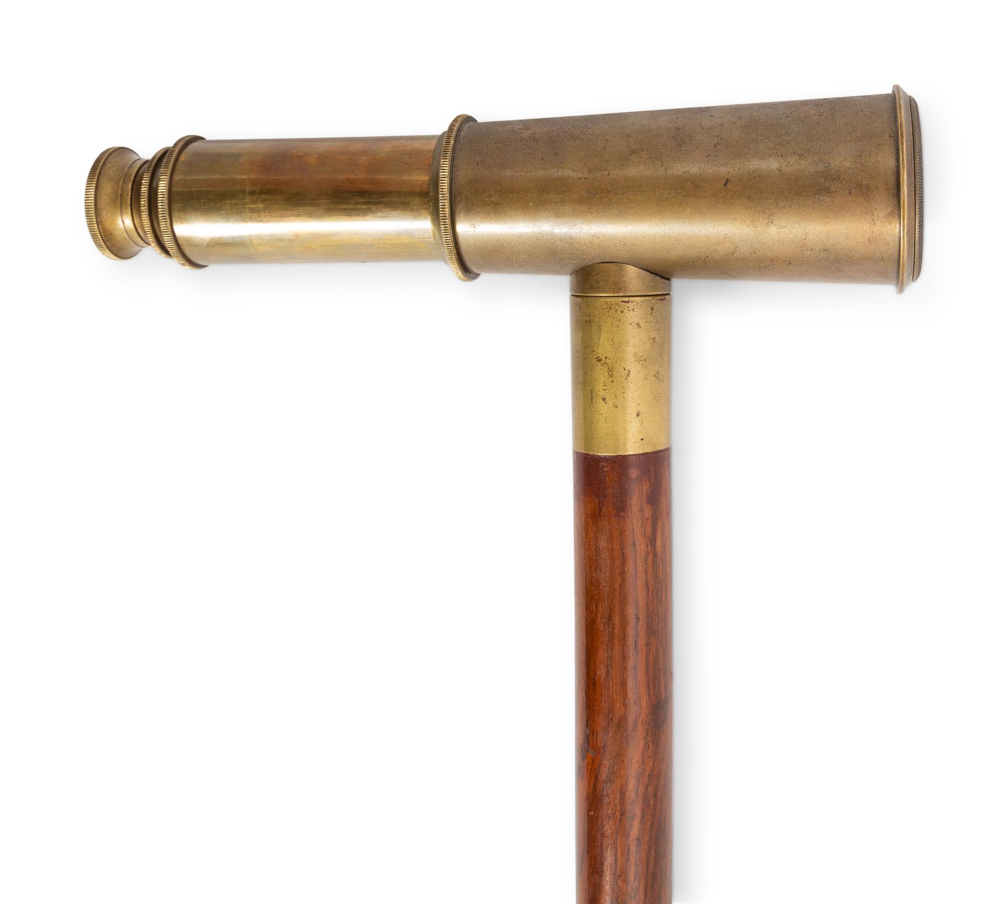 A Brass Mounted Two-Draw Telescope Gadget Cane