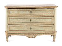 A Venetian Grey Painted and Parcel Gilt Commode