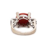 CORAL, DIAMOND AND COLORED DIAMOND RING