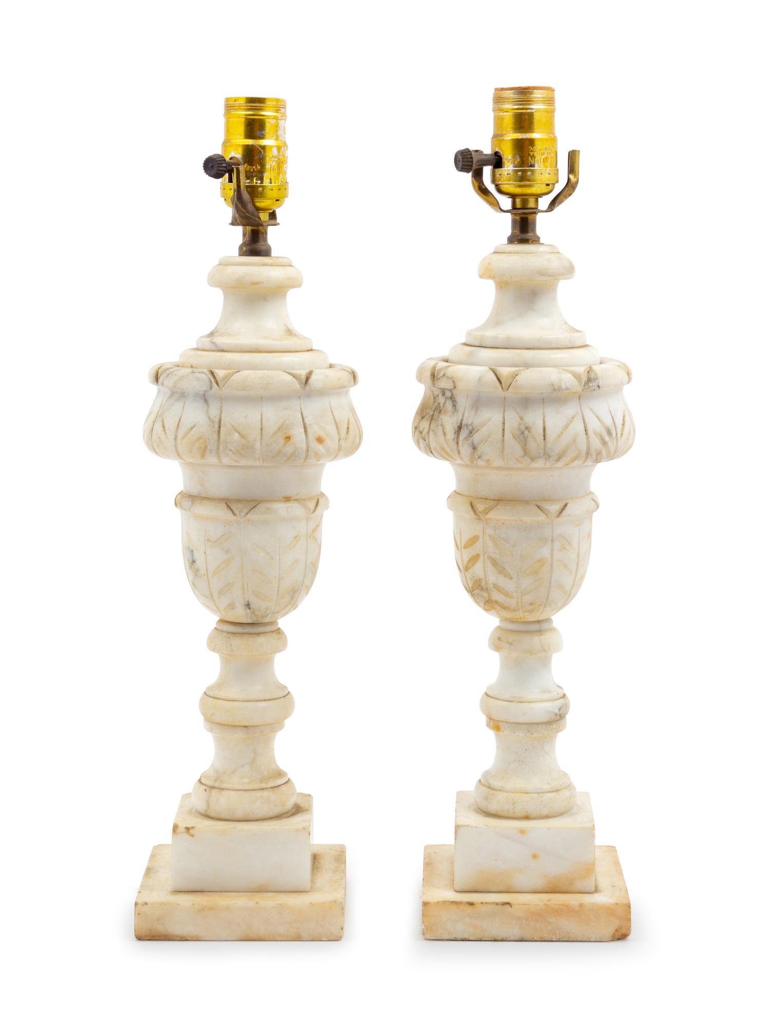 A Pair of Alabaster Lamps