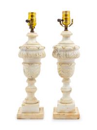 A Pair of Alabaster Lamps