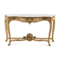 A Louis XV Style Painted Marble-Top Console Table