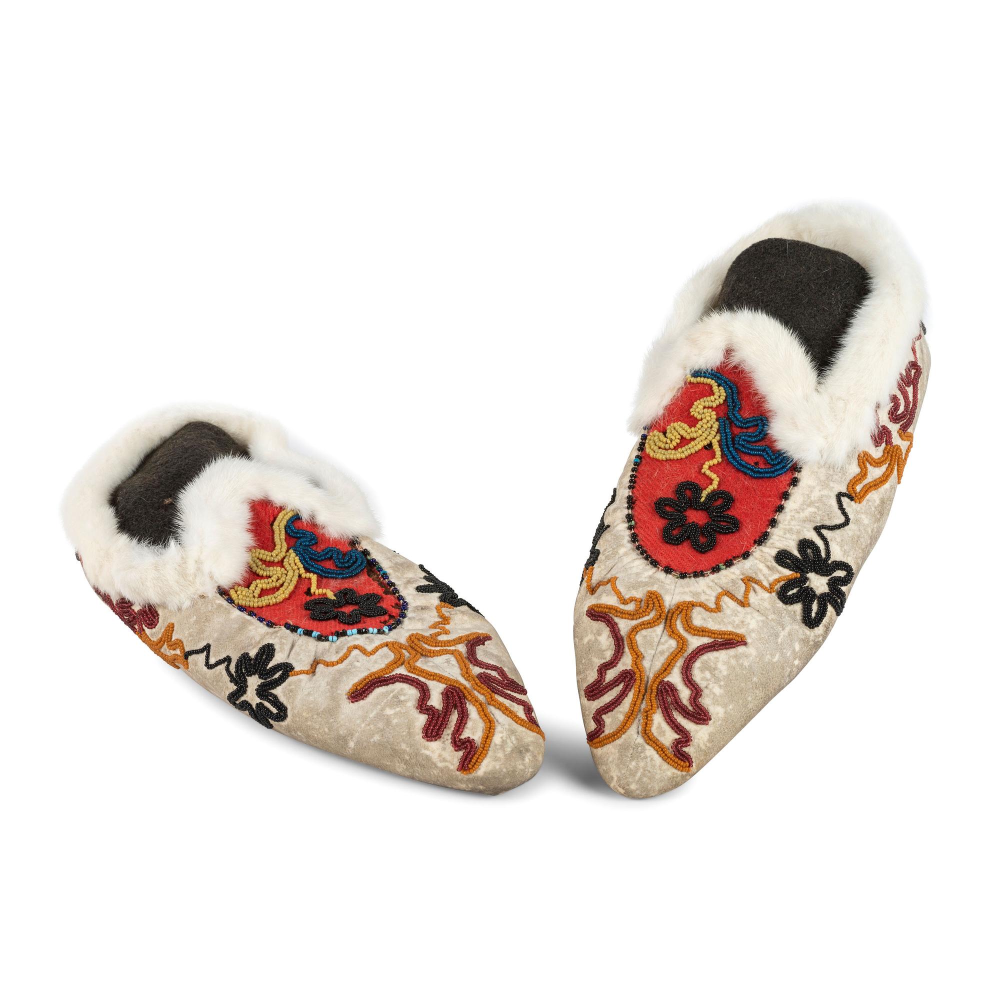 Tlingit Beaded Hide Moccasins