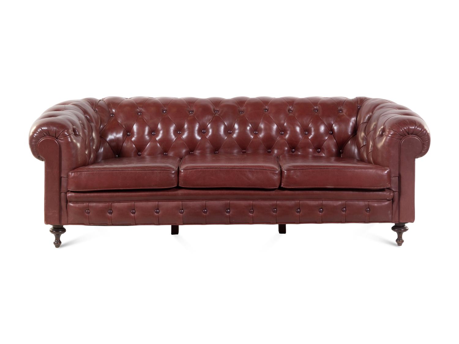 A Leather-Upholstered Chesterfield Sofa