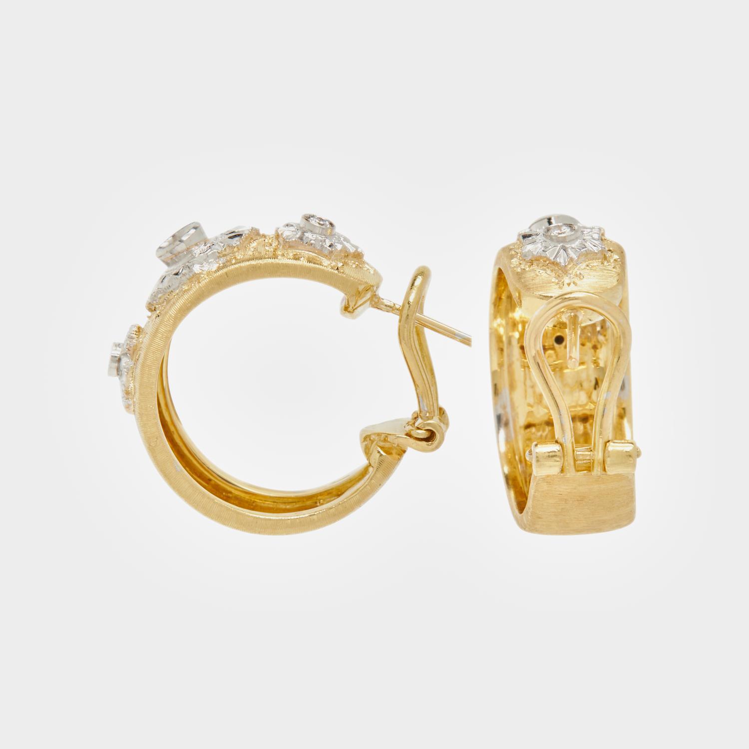 BICOLOR GOLD AND DIAMOND HOOP CLIP EARRINGS