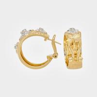 BICOLOR GOLD AND DIAMOND HOOP CLIP EARRINGS