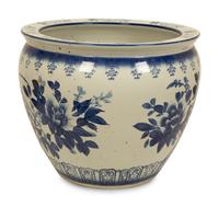 Three Chinese Blue and White Porcelain Fishbowl Jardinieres