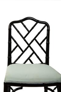 A Pair of Chinese Chippendale Style Black Lacquer Side Chairs — 20TH CENTURY