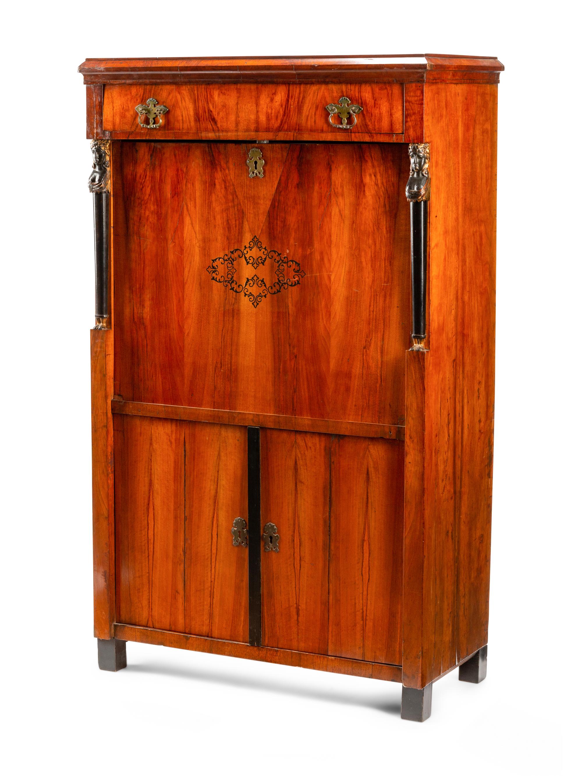 A Nothern European Parcel Ebonized Fall-Front Secretary