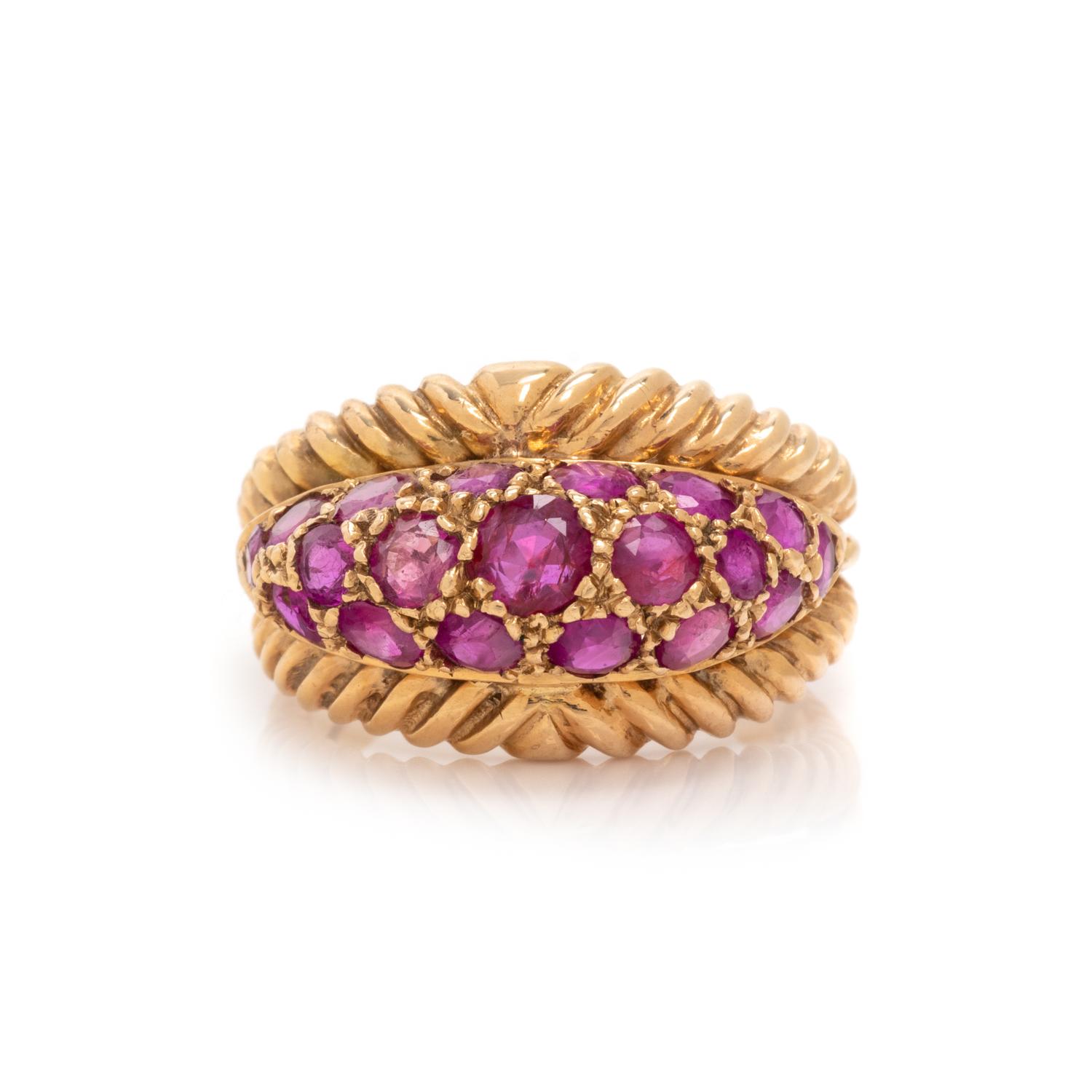 CHERNY, YELLOW GOLD AND RUBY RING