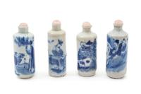 A Group of Chinese Blue and White Snuff Bottles