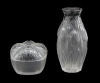 Two Lalique Molded and Frosted Glass Articles Height of taller 7 inches. — 20TH CENTURY