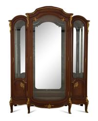 A Louis XV Style Gilt Bronze Mounted Parquetry Vitrine Cabinet