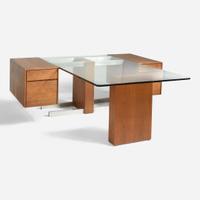 Vladimir Kagan (American, 1927-2016) Glass-Top Cantilevered Partner's Desk, 6990 Series, USA, circa 1970