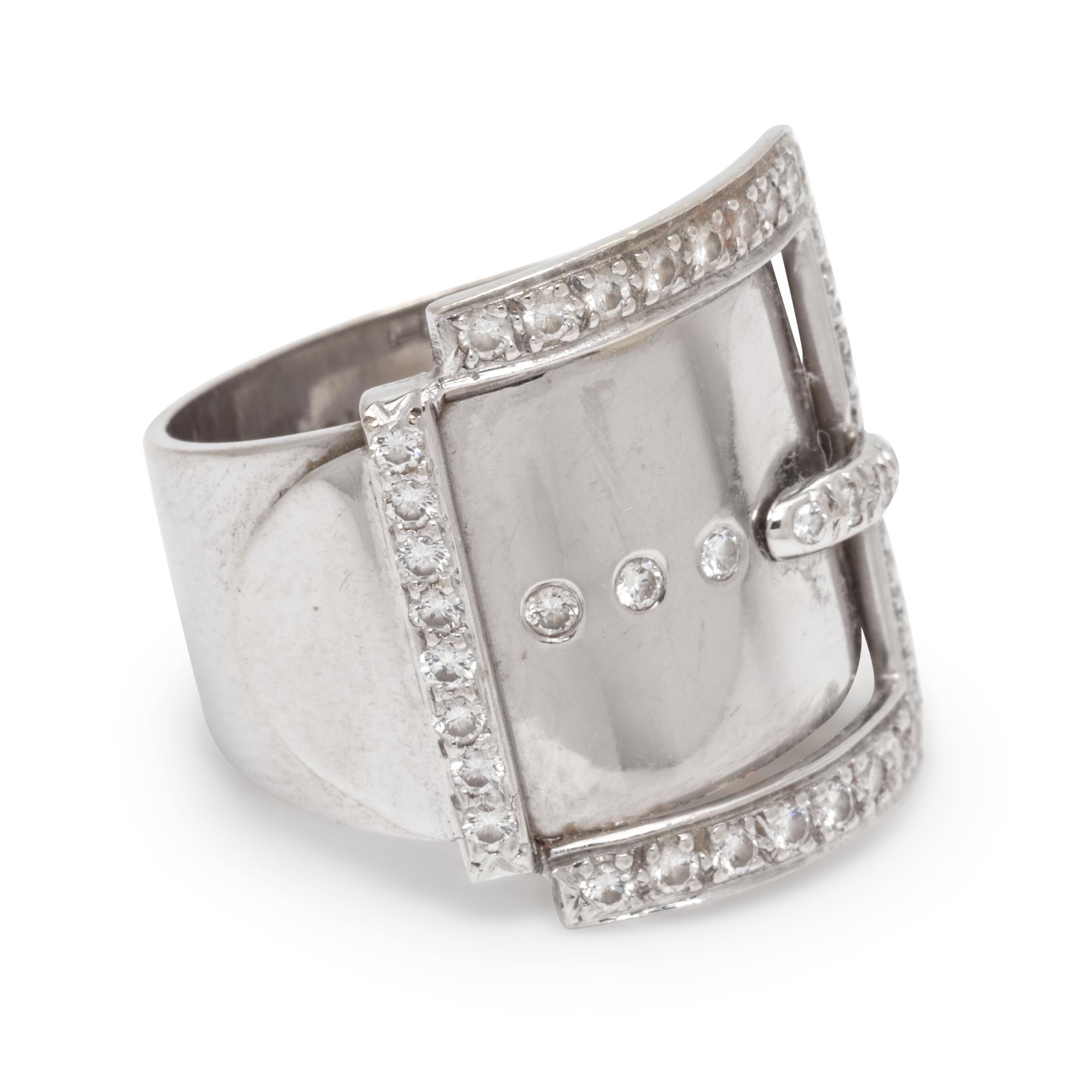 An 18 Karat Gold and Diamond Buckle Motif Ring, M&J Savitt,