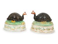 A Pair of Staffordshire Guinea Fowl Tureens