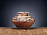 San Lazaro Pueblo Polychrome Pottery Olla