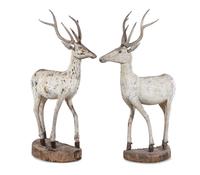 A Pair of Carved and Painted Figures of Deer
