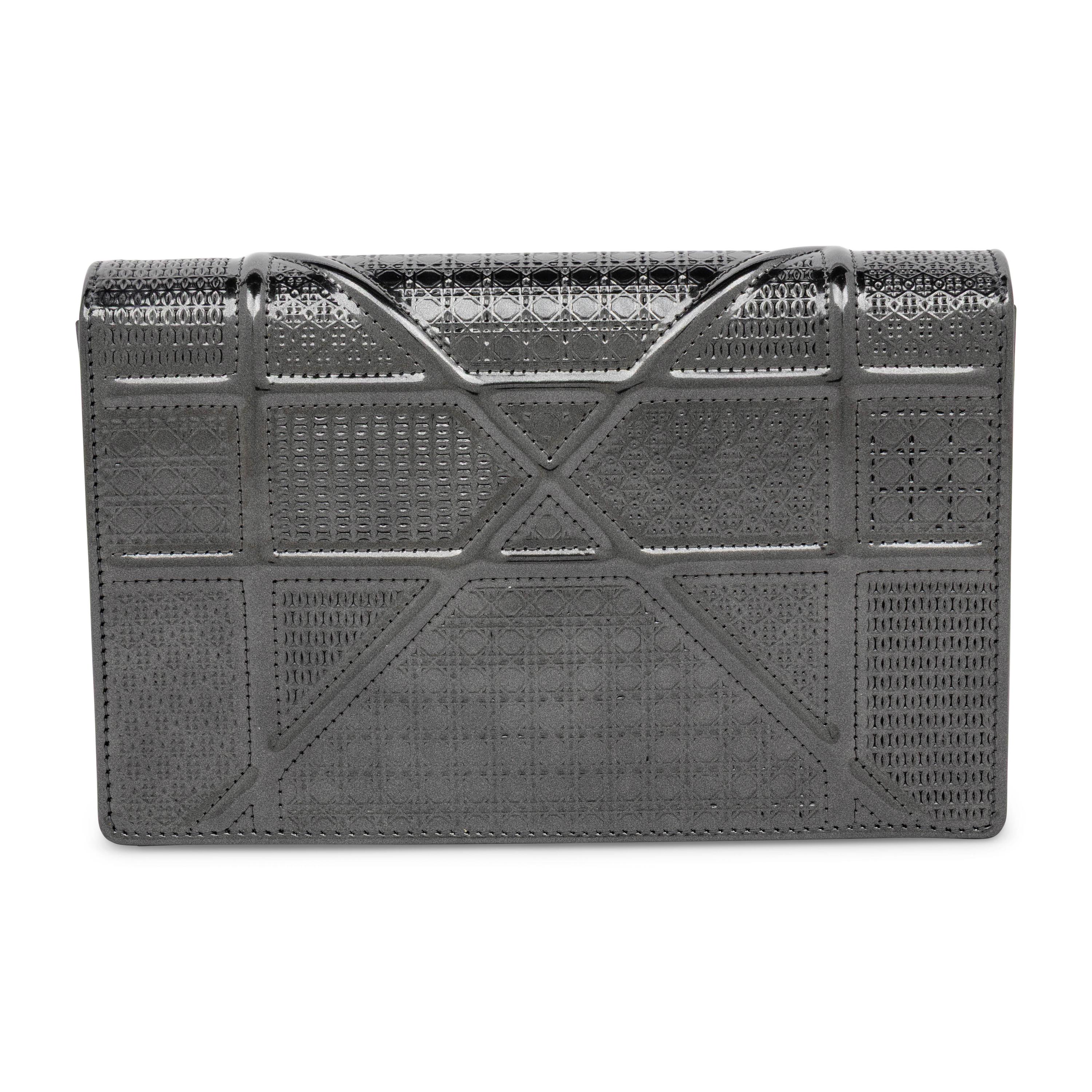 Christian Dior, Mini Diorama Flap Bag in Steel Grey Patent Leather