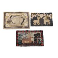 Three hooked rugs late 19th/early 20th century