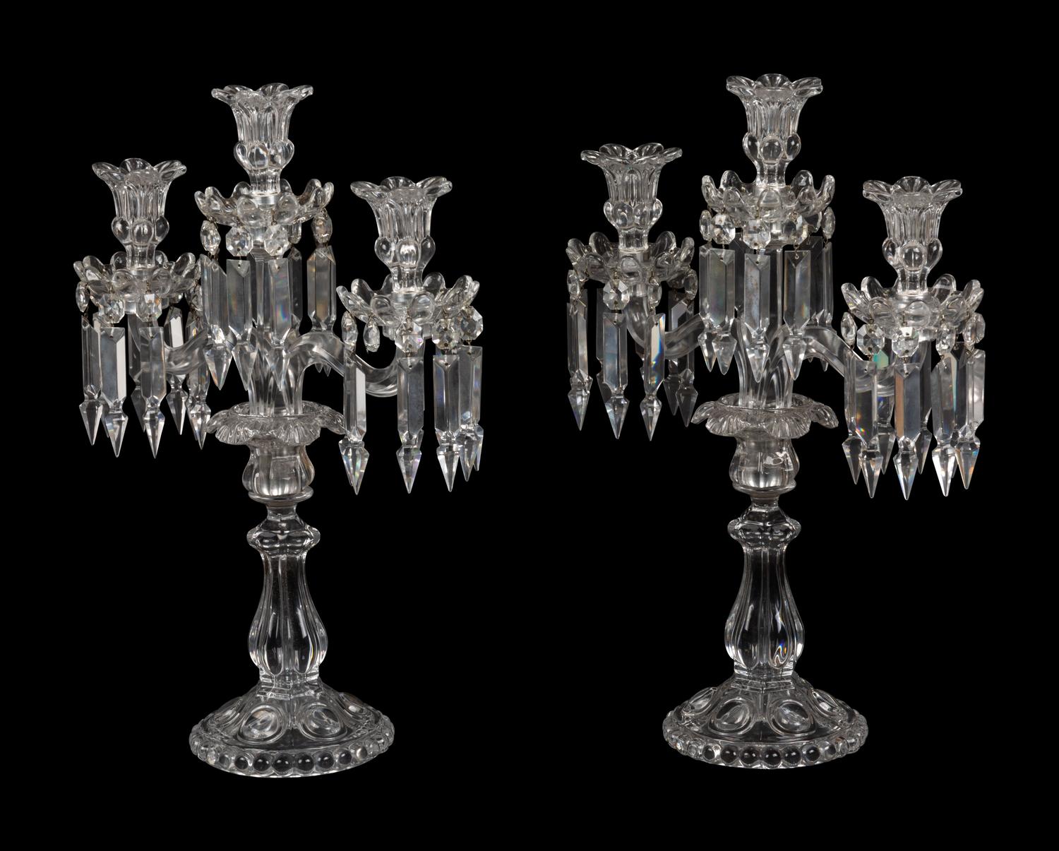 A Pair of Baccarat Molded Glass Candelabra
