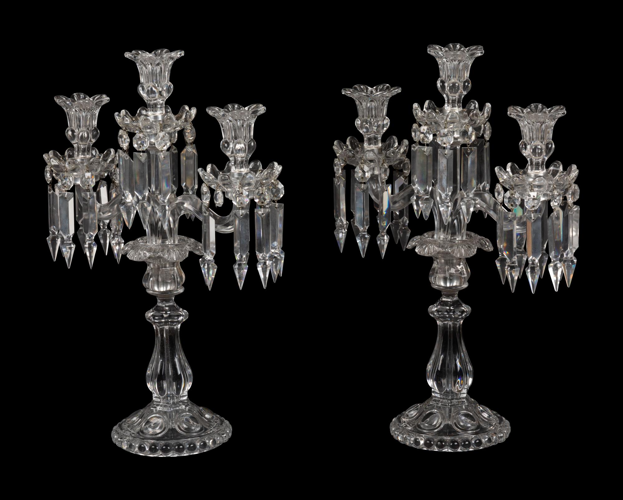 A Pair of Baccarat Molded Glass Candelabra
