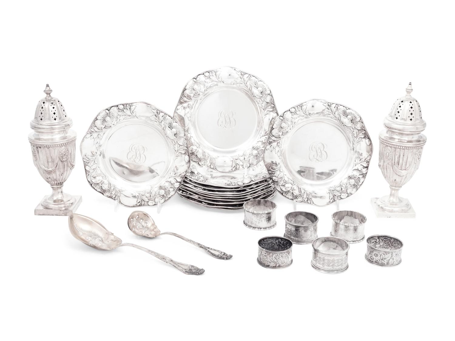 A Group of Twenty-Two Silver Table Articles