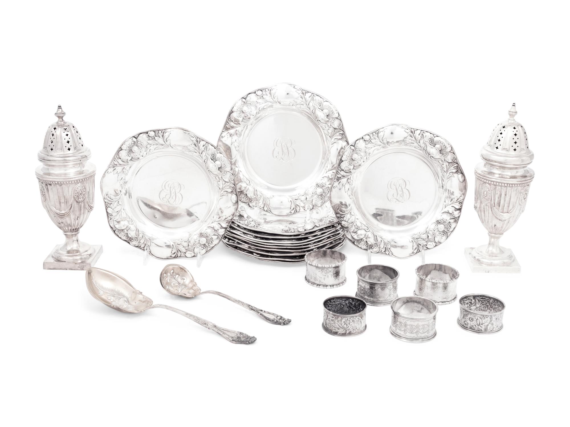 A Group of Twenty-Two Silver Table Articles