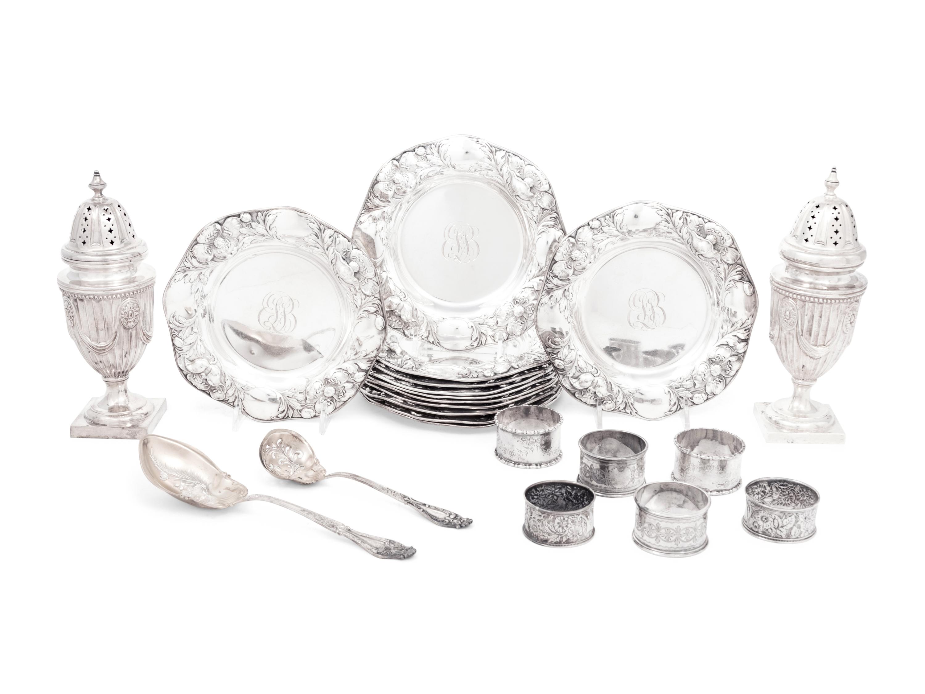A Group of Twenty-Two Silver Table Articles