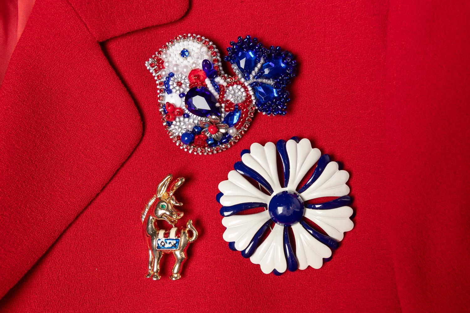 Three Louis Féraud Suits and A Collection of Patriotic Brooches