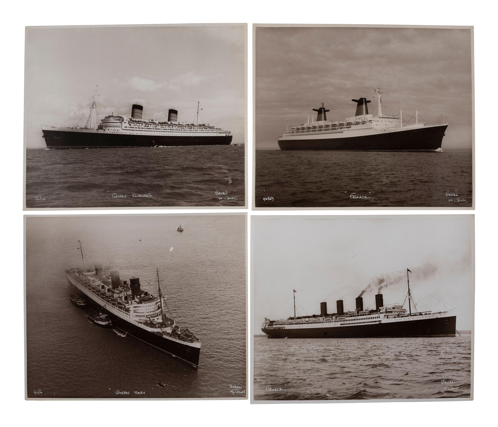 [TRANSPORTATION]. A group of 27 photographs of ocean liners including the RMS Titanic and HMHS Britannic. [Cowes, England]: Beken of Cowes, ca last half of the 20th century.