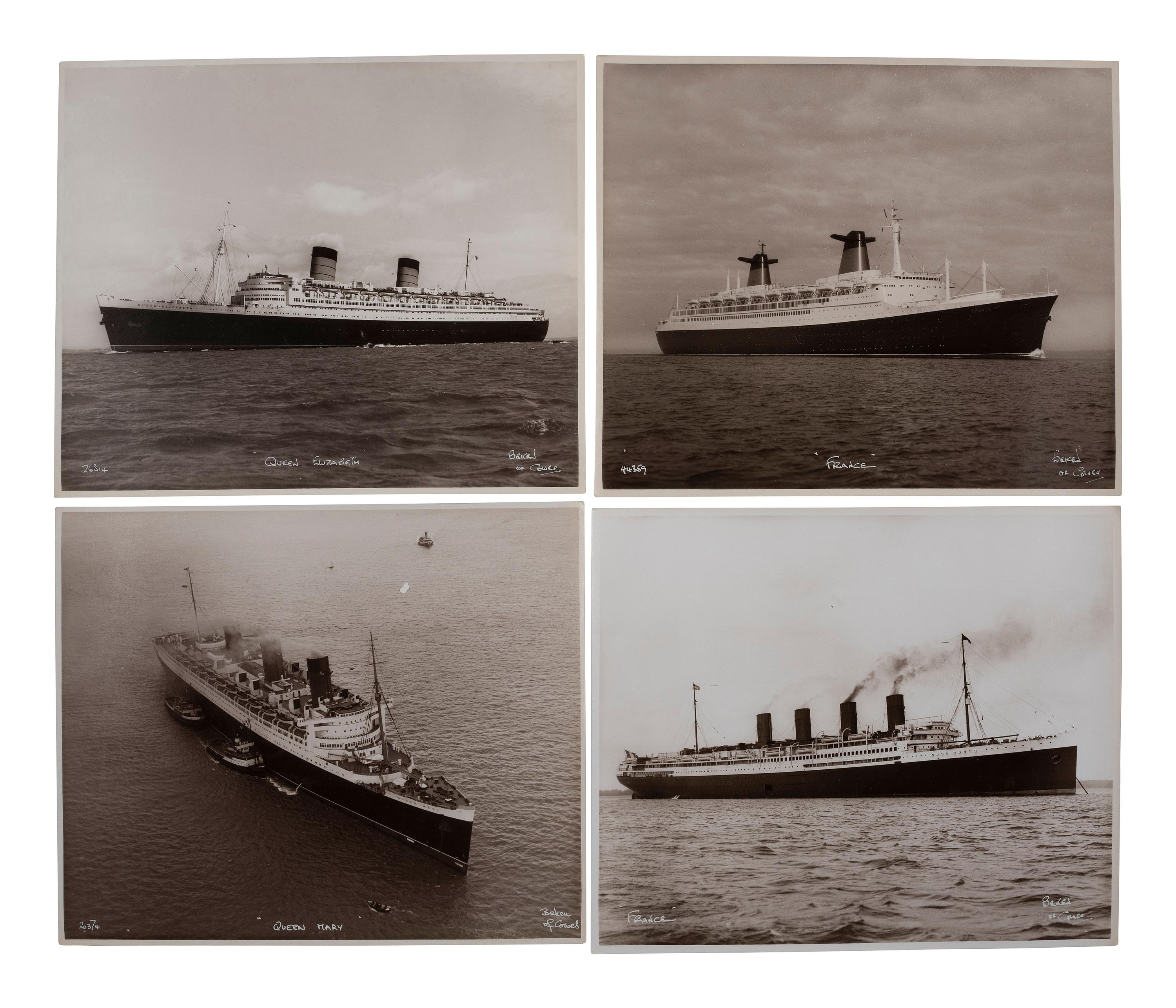 [TRANSPORTATION]. A group of 27 photographs of ocean liners including the RMS Titanic and HMHS Britannic. [Cowes, England]: Beken of Cowes, ca last half of the 20th century.