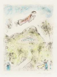 Marc Chagall, (French/Russian, 1887-1985), Mere et enfant dans le ciel, berger et son mouton (pl. 19 from Celui qui dit les choses sans