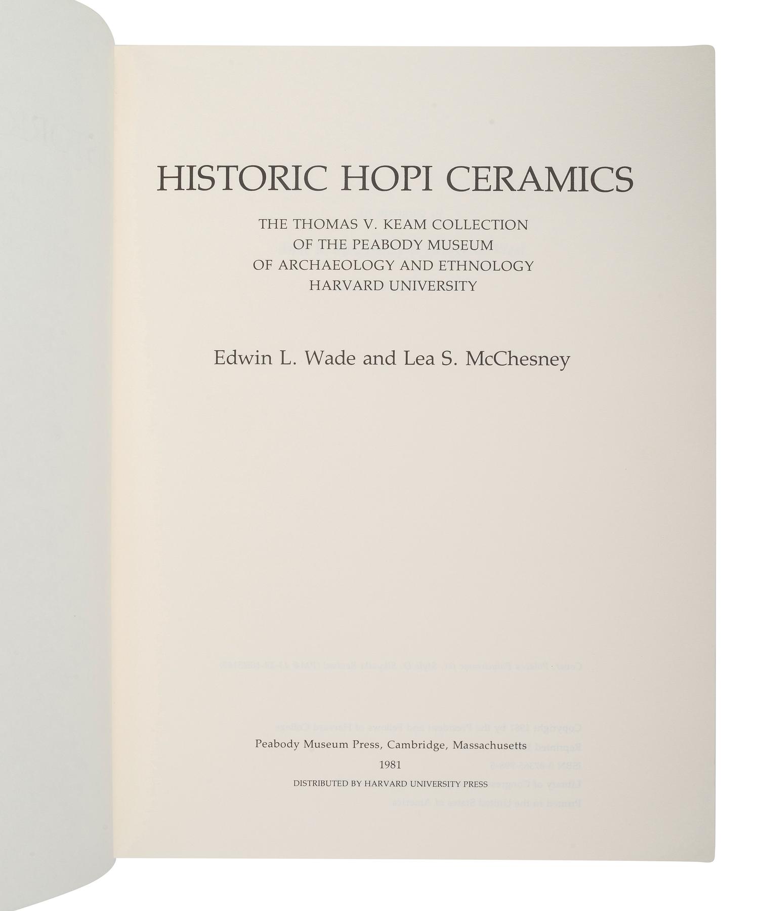 [SOUTHWEST] Historic Hopi Ceramics: The Thomas V. Keam Collection of the Peabody Museum of Archaeology and Ethnology, Harvard University