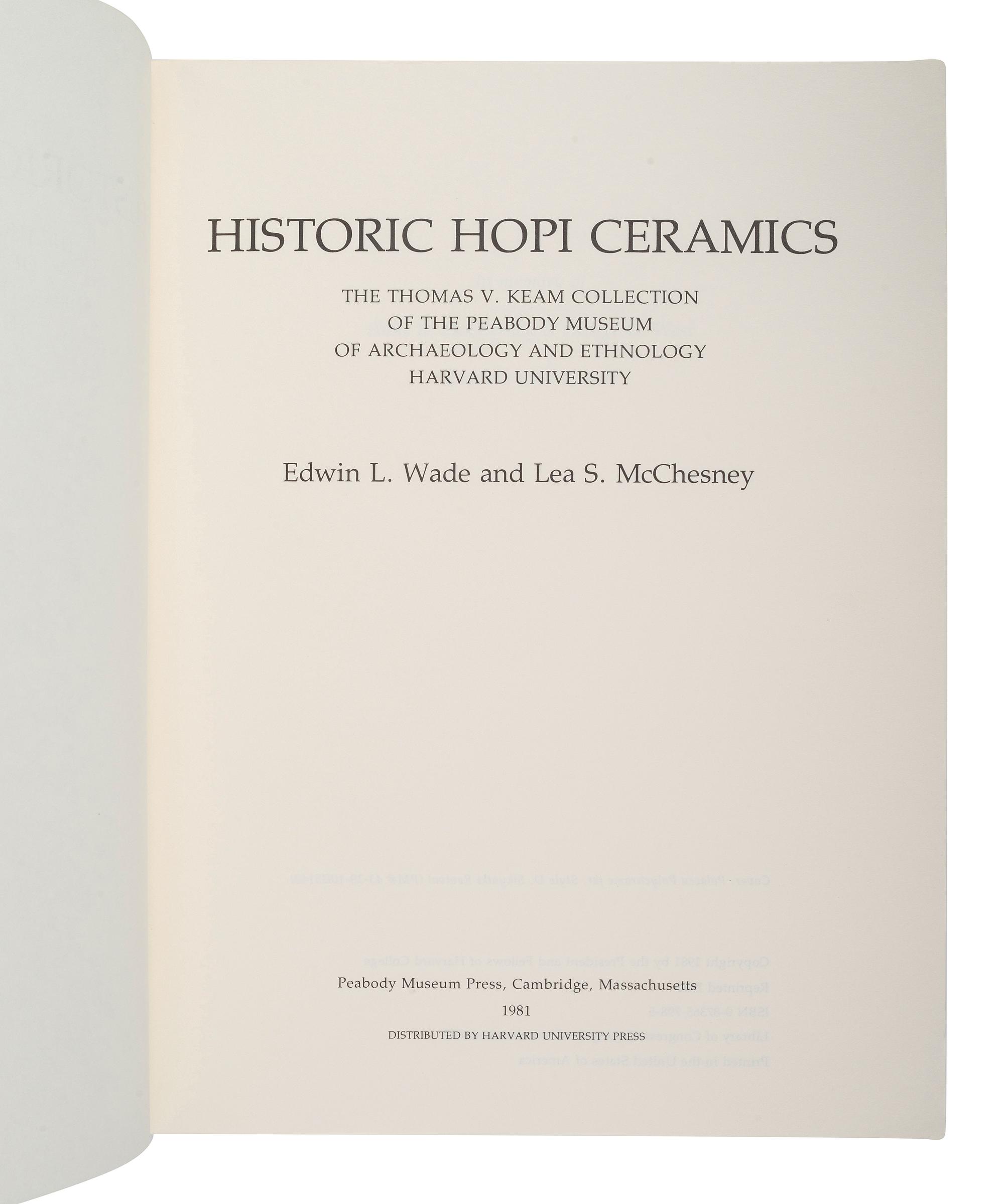[SOUTHWEST] Historic Hopi Ceramics: The Thomas V. Keam Collection of the Peabody Museum of Archaeology and Ethnology, Harvard University