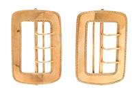 A Pair of Victorian Yellow Gold Belt Buckle Motif Brooches, Circa 1884, 48.80 dwts.