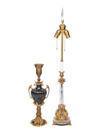 Two Continental Gilt Bronze Mounted Table Lamps