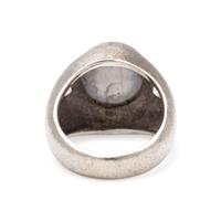 WHITE GOLD, STAR SAPPHIRE AND DIAMOND RING