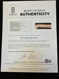 A Mike Singletary Chicago Bears Signed Autograph Jersey Display (Beckett Authentication Services Letter),