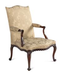 A George III Carved Mahogany Library Chair