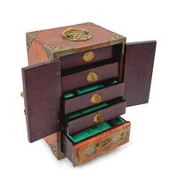 A Chinese Jade Inset Wood Jewelry Box