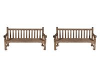 A Pair of Weathered Teak Benches — 20th Century