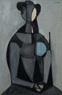 Figura seduta, fondo grigio (Sitting Figure, Grey Background) , 1950
