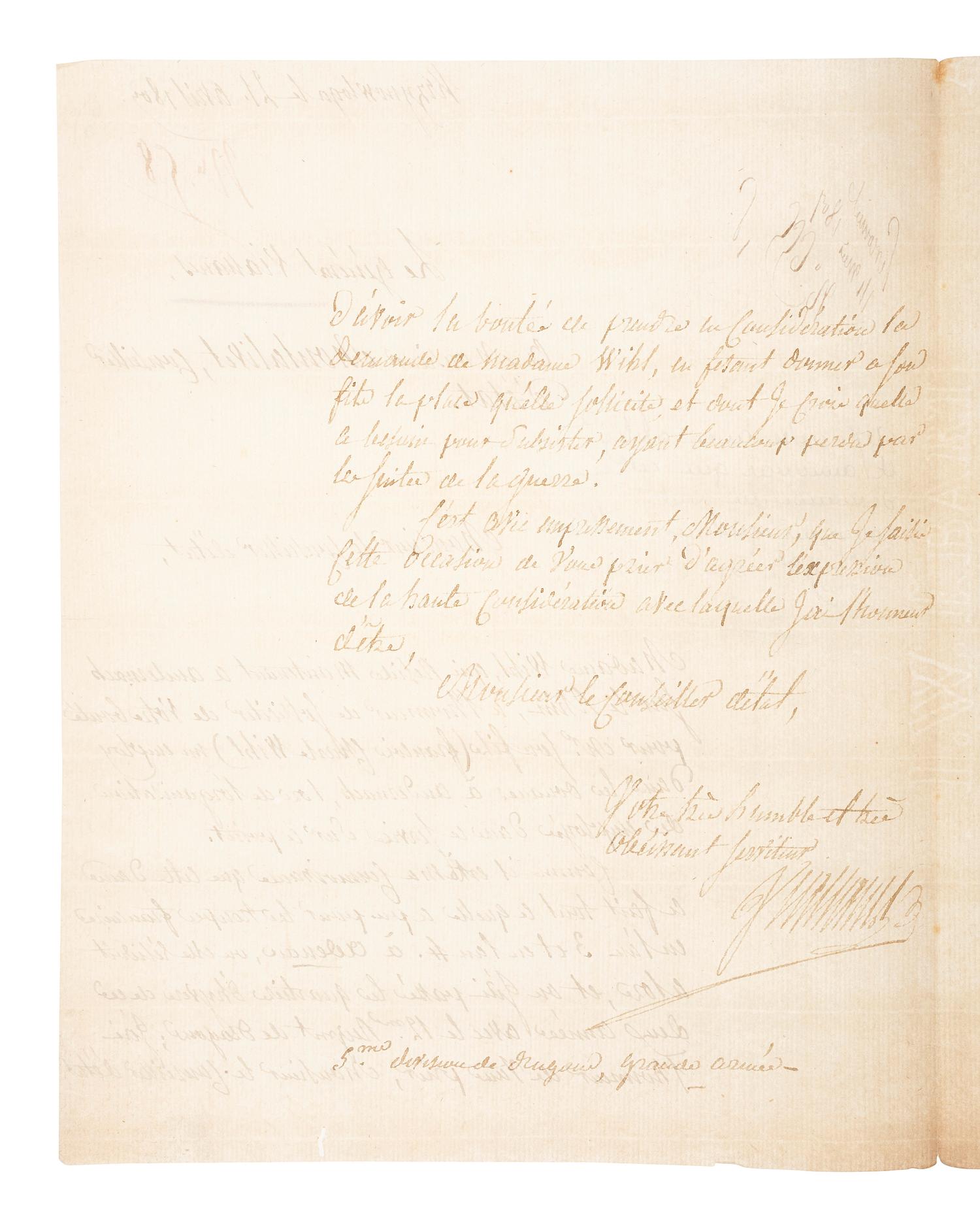 [MANUSCRIPTS - NAPOLEONIC]. A group of 2 letters in French, related to Jean-Baptiste Viallanes and Claude-Pierre Pajol.