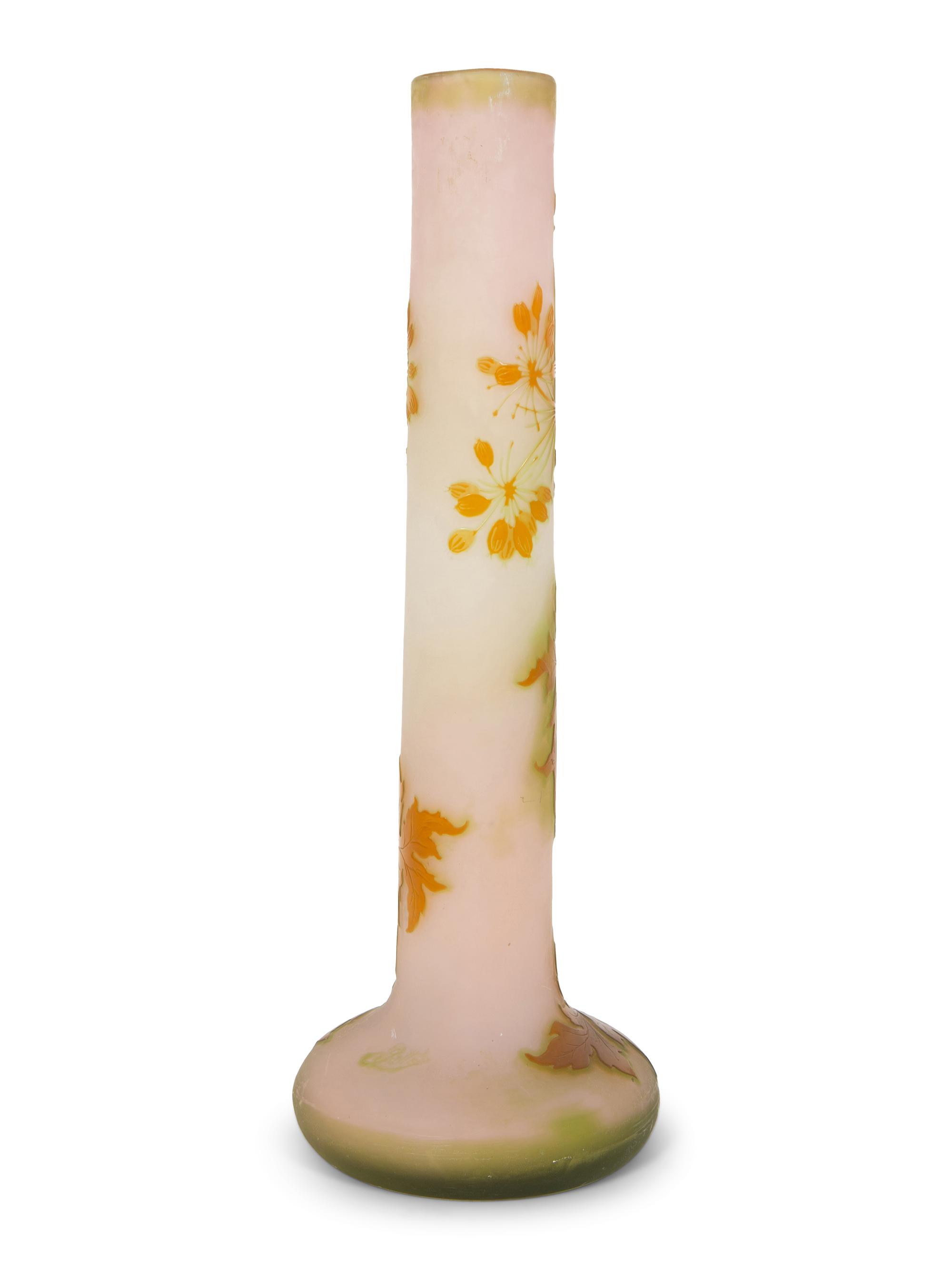 A Large Gallé Cameo Glass Columnar Vase