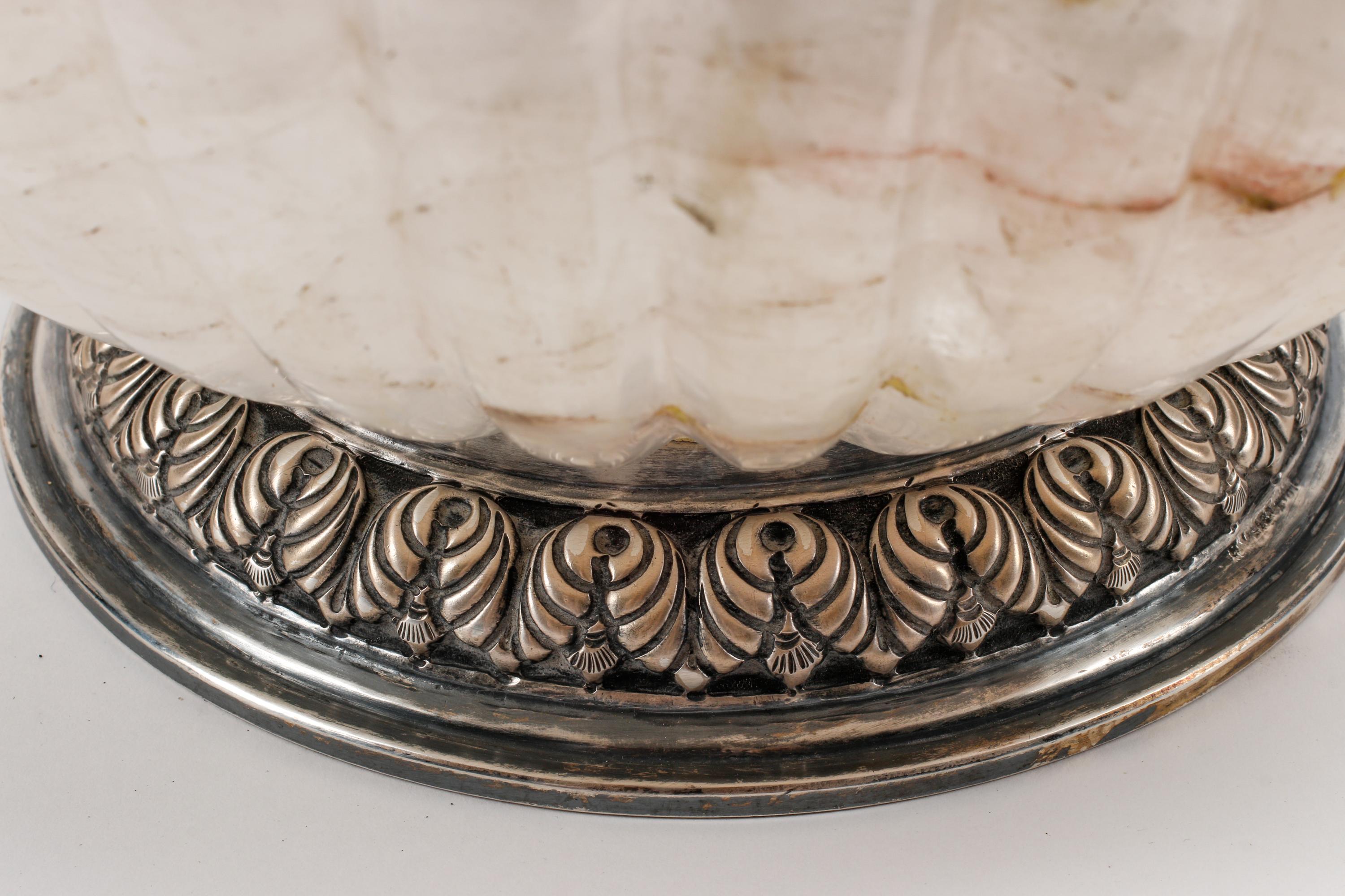 A Fluted Rock Crystal and Silver Mounted Bowl